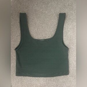 Zara Green and Black Stripped Crop Tank Top